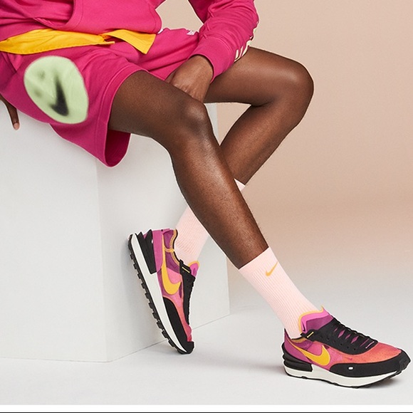 Nike Waffle One Sneakers Pink Yellow - Picture 2 of 11